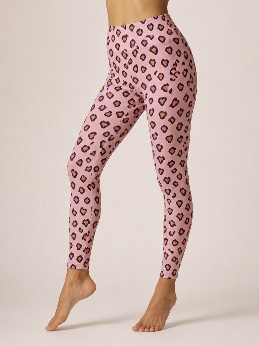 No Boundaries Pink Heart Leopard Print High-Waist Leggings